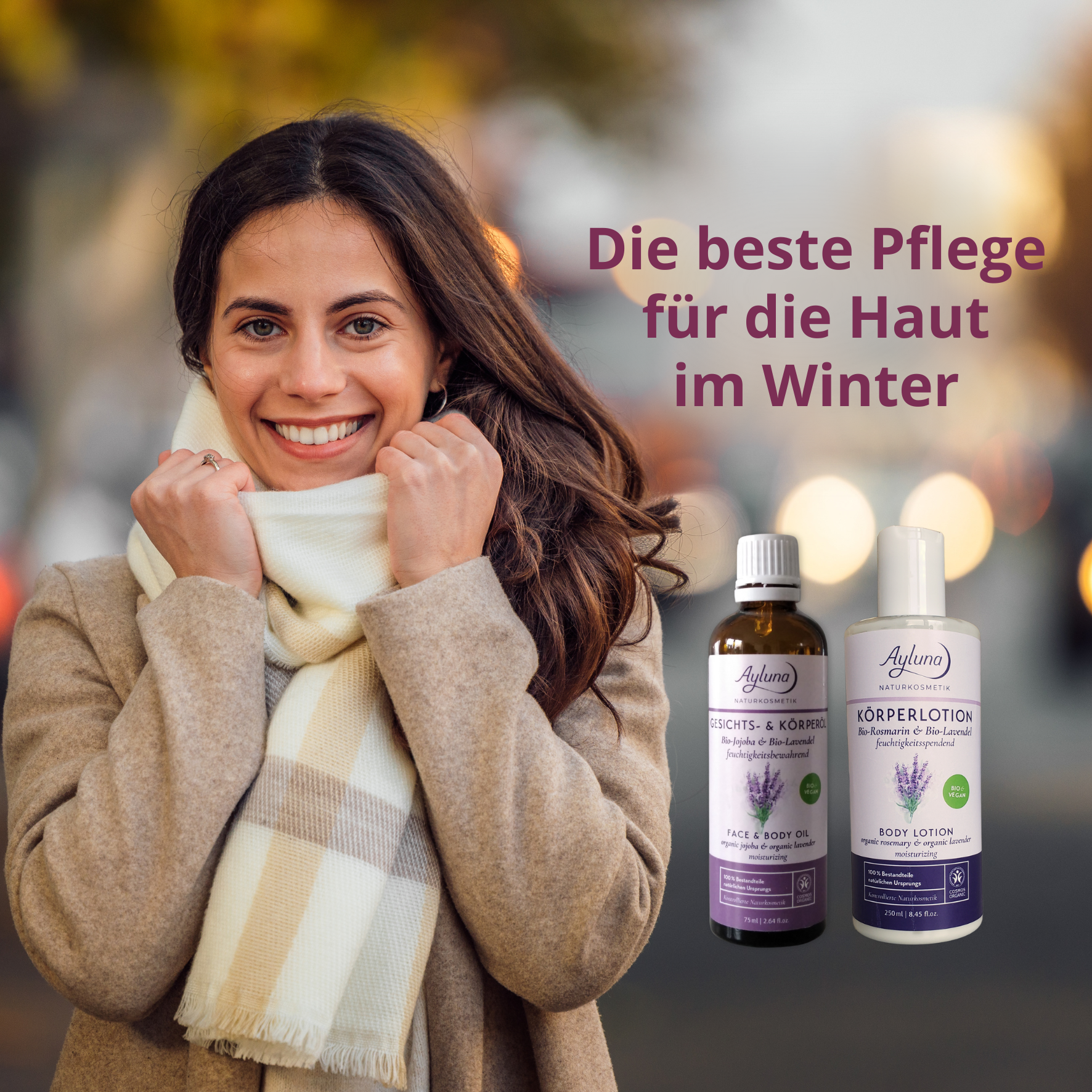 Die beste Pflege für die Haut im Winter mit den Produkten von Ayluna Naturkosmetik.